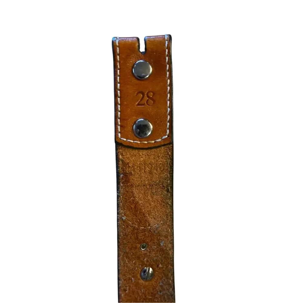 Studded Brown Hair-on Leather Belt with Crystal Accents Size 28 (no buckle)